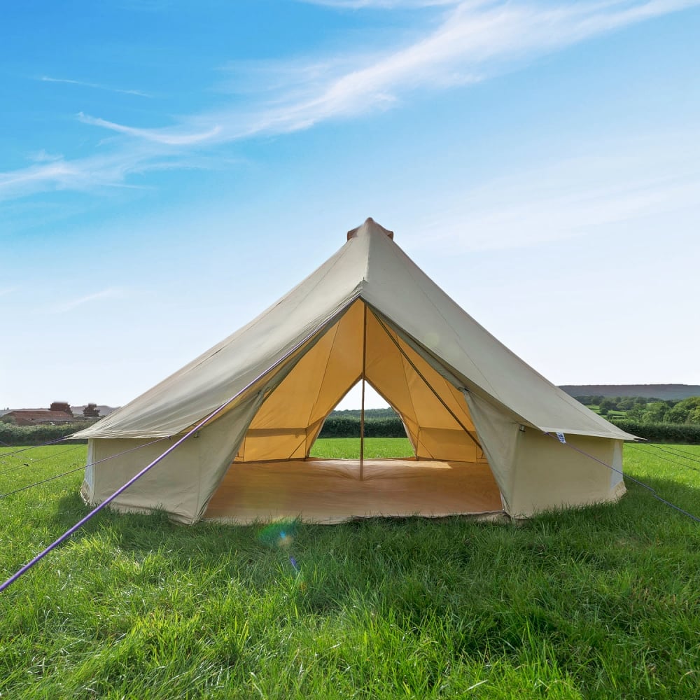 Unfurnished 5m bell tent, pitched and empty